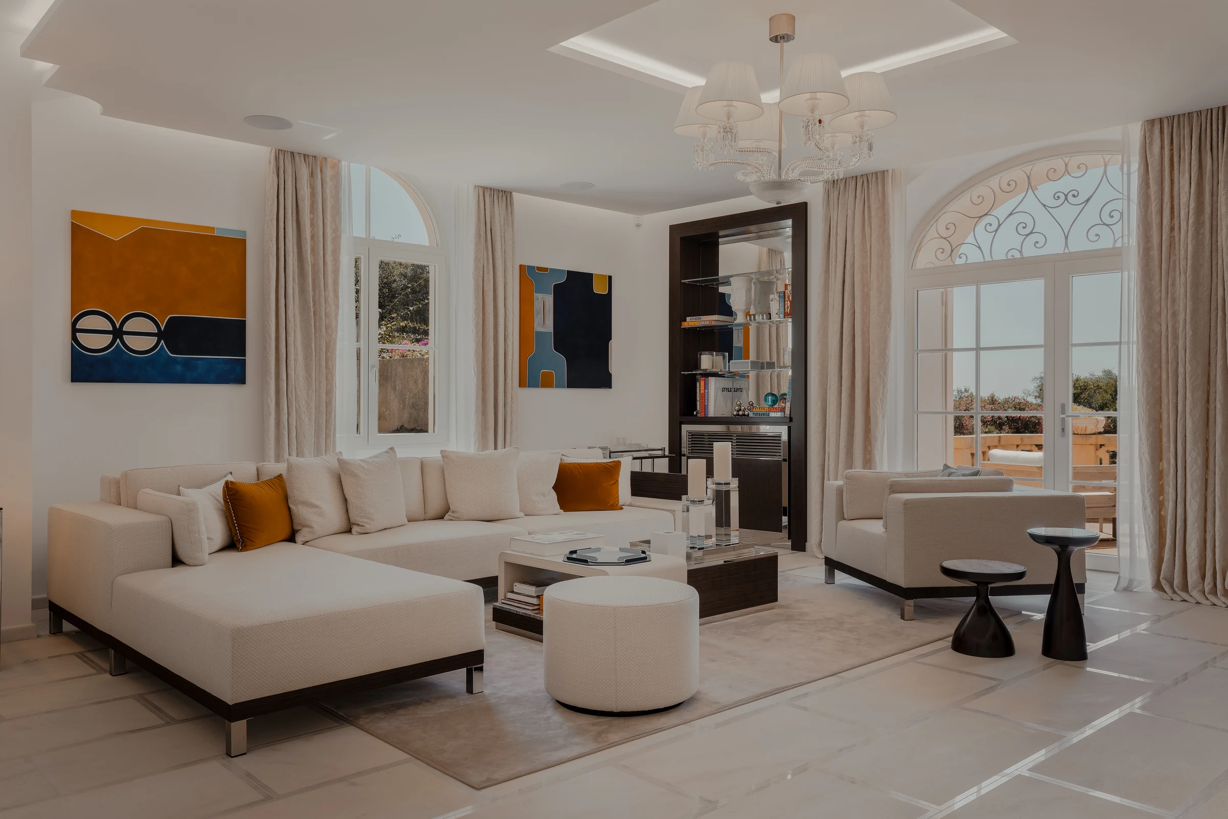 A living room inside the residence