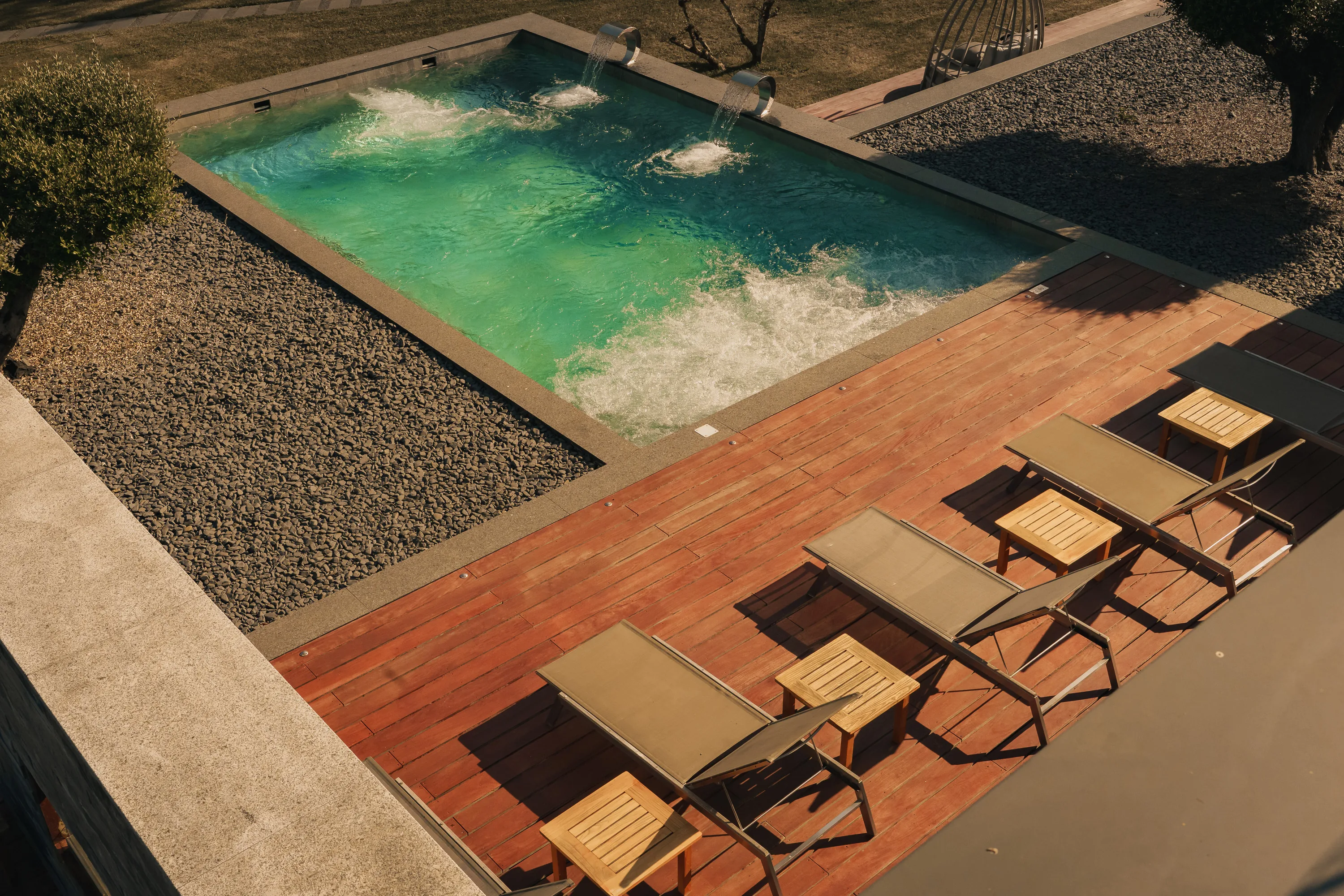 The open-air pool of the residence, seen from above